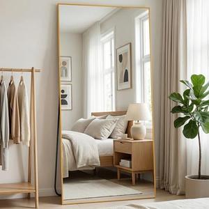 Furnbar Full Length Mirror, 79"x32" Full Body Mirror, Floor Mirrors with Stand, Body Mirrors Standing Hanging Leaning Against Wall,Aluminum Frame Mirrors for Bedroom Cloakroom,Living Room,Gold