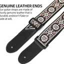 Electric Guitar Straps, Embroidery Leather Ends Guitar Straps Acoustic & Bass, Adjust 36'' to 60''