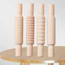 Small Rolling Pins For Baking 4Pcs Wooden Embossed Rolling Pin Set with Print Kitchen Handmade DIY Mini Dough Roller Supplies for Pottery Classroom Play Art Crafting SEAYOXIN