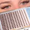 Brown Cluster Lashes Fairy Eyelash Clusters Natural Lash Extensions Wispy 3D Cluster Eyelash Extensions DIY Lash Extensions Soft Dark Brown Individual Eyelashes CC-Curly 8-16mm 144Pcs