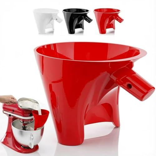 Flour Funnel for Kitchen Aid Mixer, Fits Tilt-Head 4.5–5 Qt (KSM150), 2026 New Kitchen Aid Attachments for Stand Mixer, Durable Dishwasher-Safe Baking Tool (Red)