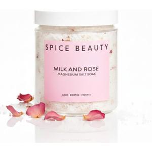 Goat Milk & Rose Magnesium Salt Soak | Epsom & Magnesium Bath Soak for Muscle Relaxation | Skin Soften & Deeply Nourish, Skin Hydration & Boosts Elasticity | Salt Soak | 9oz (9 Ounce (Pack of 1))