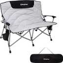 KingCamp Double Camping Chair, Oversized Heavy Duty Loveseat for Adults Portable Folding XL 2 Person Couch Padded Comfortable Two Seat with Cup Holder for Outdoor Lawn Backyard