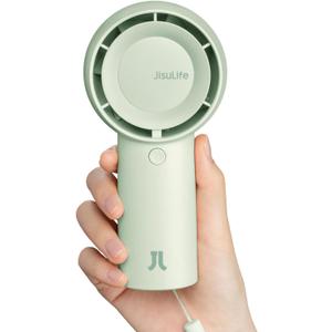 JISULIFE Portable Handheld Turbo Fan [16H Max Cooling Time], 4000mAh USB Rechargeable Personal Battery Operated Lash  Small Pocket Fan with 5 Speeds for Travel/Outdoor/Vacation/Concerts - Green