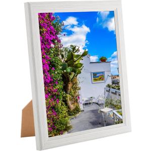 10x12 Wood Frame White, Natural Woodgrain 12x10in Picture Frame, Rustic Wooden 10 x 12 inch Gallery Photo Poster Frame with HD Plexiglass, Horizontal Vertical Wall Mounting Tabletop Display 1Pcs
