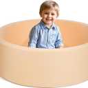 Soft Foam Ball Pit for Kids and Toddlers, Round Ball Pool with 36 x 12 Inches, Ideal Gift Toy for Children - (Balls Not Included) - Beige