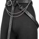 HiiFeuer Medieval DIY Faux Leather Metal Chain Belt, Vintage Adjustable Thin Belt For Women, Retro Skinny Belt For Dresses