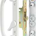 Sliding Patio Door Handle Set with Mortise Lock, Zinc Diecast, Offset Thumbturn, Fits 1-5/8" to 1-3/4" Door Thick, 3-15/16" Hole Spacing, Non-Handed, White