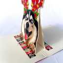 Husky Christmas Pop Up Card  3D Holiday Greeting Card Featuring Adorable Husky Dog with Festive Reindeer Antlers, Perfect for Dog Lovers, Unique Christmas Gift Card for Friends and Family