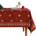 ISAENNE Designer Christmas Red Small Rectangular Tablecloth,Linen Table Cloth with Snowflakes Pattern,Wrinkle Resistant Decor Tablecloths for Dining Kitchen Thanksgiving Christmas,55"*71"-Carol C