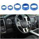 Voodonala for Dodge RAM Air Conditioner Headlight Switch CD Knob Trim for 2013-2017 Dodge RAM Aluminum 5pcs Blue