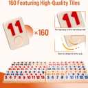 Rummy Cube Game Set 6 Plays with 6 Wooden Holders and 160 Rummy Tiles, Travel and Family Board Game