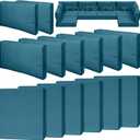 14 Piece Outdoor Patio Waterproof Cushion Covers, Fits 6-Seat Wicker Rattan Sectional Couch Chair Furniture Cover Replacement Set - Fade-Resistant Patio Cushion Covers with Zipper (27*27*4 inches-14 Pcs, Peacock Blue)