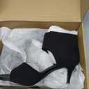 Peep Toe Heels for Women Sexy 3 Inches Stiletto Heeled Sandals for Women Open Toe Wide Stretchy Knit Heel Sandal Booties Slip On Comfortable Dressy Shoes for Prom, Party and Work Size 7 1/2