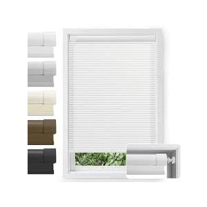 FIEKKRNR Cordless Cellular Shades, No Tools No Drill Light Filtering Honeycomb Shades Pleated Blinds for Windows Double Curved No-Pull Honeycomb Shade Semi-Blackout (White, 23" W x 48" H)
