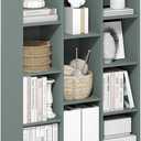 Furinno LUDER Book Shelf, 11-Cube Bookshelf, Reversible Bookcase, 9.4" x 29.1" x 41.7", for Living Room, Bedroom, Home Office, Sage Green