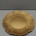 Coloch Set of 12 Gold Charger Plates, 13" Plastic Reef Serving Chargers for Dinner Plate Reusable Round Shiny Decorative Charger Plate for Wedding, Catering, Parties, Christmas, Home Dinner Use
