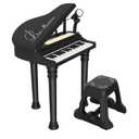 Kids Piano Keyboard Toy, Toddler Electronic Musical Instrument Educational Toy with Microphone, Multiple Sounds, Record Playback, Lights & Stool, Birthday Gift for 3 4 5 6 7 Years Old Girls