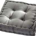 vctops Square Solid Color Velvet Seat Cushion with Handle Tufted Thicken Chair Pad Tatami Floor Pillow Cushion 16.5"x16.5"x4" Grey