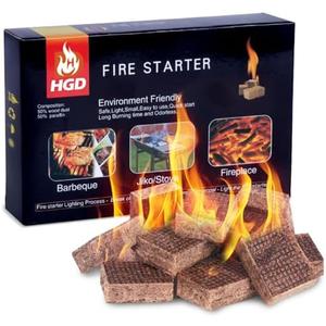 HGD Fire Starter, Mini Natural Fire Starters for Campfires, BBQ Grill, Charcoal Chimney, Outdoor Pit, Indoor Fireplace, Wood Stove - Water Resistant Firestarter Sticks - Camping Accessories Essentials, 32 PCS