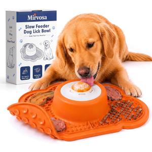 Anti-Slip Slow Feeder Dog Bowl and Lick Mat with Rolling Ball