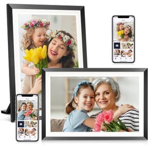 BIGASUO 10.1" WiFi Digital Picture Frame with LED Light, 1280 * 800 HD Touch Screen Smart Photo Frame, 32GB Memory, Support USB/SD Card, Auto-Rotate, Share Photos/Videos Remotely via Uhale APP 2-Pack