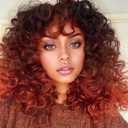 GKtineke-Curly-Wig Big-Curly-Wigs-for-White-Black-Women 20 Inch- Long-Curly-Wig-with-Bangs Synthetic-Hair-Replacement-Wigs-for- Cosplay and Daily (Ombre Ginger)