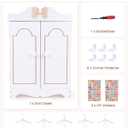 Wooden Baby Doll Closet for Accessories & Clothes, Storage Wardrobe for 16-Inch Dolls, Easy-Open Doors with Built-in Hanging Rod, Magnetic Closure, Includes 10 Hangers & DIY StickersNot Doll, 13.19 inches