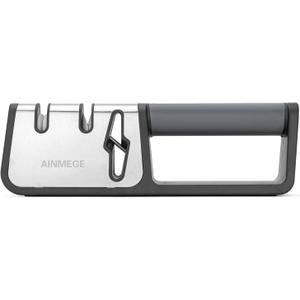 Knife Sharpeners, 2 Stage Best Knife Sharpener, 3-in-1 Quality Kitchen Knives and Scissors Sharpener with Diamond, Ceramic Wheel, Tungsten