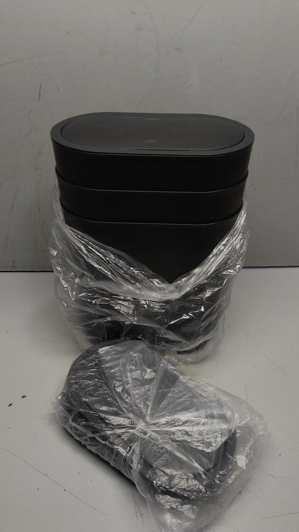 Set of 3 Touch Top Trash Can, Small Waste Bin for Bathroom, Bedroom, or Office, Black, 2 Gallon