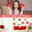 3 x Valentine's Day Heart Cutouts Cut-Outs Red White Conversation Heart Paper Cutting with 100 Pcs Glue Points for School Classroom Bulletin Board Decor DIY Crafts Party, 50 Pcs
