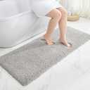 Disolla Grey Bathrom Runner Rug 24x59 - Large Soft Plush Bath Mat, Thick Long Non-Slip Shaggy Floor Mat, Ultra-Absorbent for Master Bathroom Bedroom, 2' x 4'11"