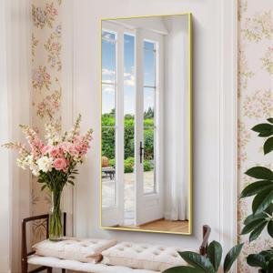 Gold Bathroom Mirror for Wall, 20x48 Inch Rectangle Mirror with Metal Frame, Modern Vanity Mirrors for Bathroom Living Room, Entryway Hangs Horizontal or Vertical