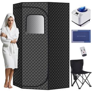 Durable and Portable pentagonal (46 x46 x67) Home Sauna Tent, Equipped with a Quick Heating steam Room, Remote Control, Folding Chairs, and Floor mats, Suitable for Indoor and Outdoor Relaxation