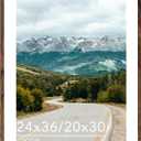 Wood 24x36 Picture Frame with 20x30 Mat, Display 20x30 with Mat or 24x36 Without Mat, Wood 24 by 36 Photo Frame, 24 x 36 Frame for Wall Hanging Display, Deep Brown