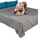 Ameritex Pet Bed Blanket Reversible 100% Waterproof Velvet Super Soft for Sofa and Bed (52x82 Inches, Light Grey+Grey)