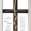 Surfapans A Cord of Three Strands Wedding Ceremony Wall Decor 15"X10" Sand Unity Knot Braid Art Cross Rope Sign Ecclesiastes 4:12 for Couple Anniversary Christian Marriage (White)