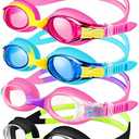XDX Kids Swim Goggles 4-14, 4 Pack for Boys and Girls, Anti-Fog With UV Protection