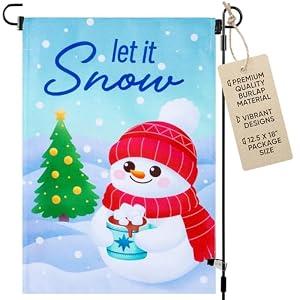 2 x Winter Garden Flag 12.5 x 18 Inch  Double-Sided Snowman Garden Flag, Weather & UV-Resistant Yard Flags for Outside, Perfect for Garden & Lawn Decoration