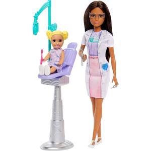 Barbie Dentist with Brunette Fashion Doll with Blue Dress and Lab Coat, 1 Kid Doll, Medical Doctor Furniture & Accessories