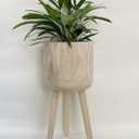 RISEON Handmade Mid Century Modern Wood Planter, Rustic Indoor Flower Pot Plant Stand,Large Floor Planter (Large)