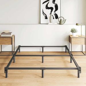 7 Inch Metal Bed Frame Queen Size, Compatible with Most Brand Box Spring Or Mattress, 9-Leg Support Bed Base, Headboard Attachable, Noise-Free, Easy Assembly, Black