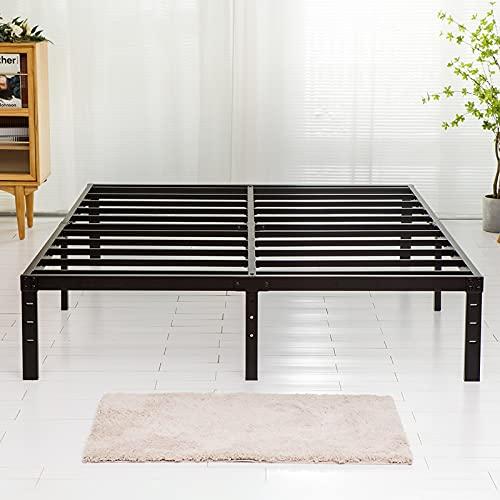 Wulanos Queen Size Bed Frame, 3500lbs Heavy Duty Metal Platform with Steel Slats Support, Sturdy and Noise-Free, 14 Inches High Bedframes with Ample Storage, No Box Spring Needed