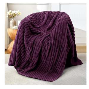 Fleece Blanket Queen Size 90" x 100" - 400GSM Oversized Soft Throw Blanket, Lightweight with Stripes Design Winter Blanket for Bed Sofa Couch plus 4 Pillow Cases