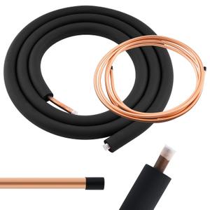 Kingdder 2 Pcs 15 ft Length Mini Split Line Set 3/4 & 3/8 O. D. Copper Pipes Tubing Seamless Ac Line Set Insulation with Epdm Insulating Foam for Air Conditioning Home HVAC and Heat Pump Split Systems