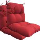Outdoor Chair Cushions, Fade Resistant Replacement Tufted Cushion for Patio Dining Chair, Set of 2, Bright Red, 2 Count
