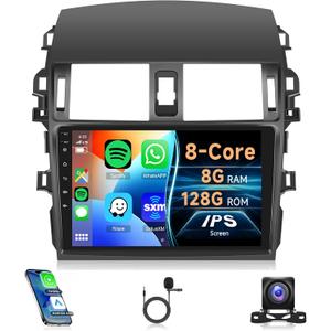 8Core 8G+128G for Toyota Corolla 2009-2013 Android 15 Car Stereo Carplay Android Auto, Rimoody 9 Inch QLED capacitive Screen with Bluetooth 5.0 FM/AM/RDS DSP-36 GPS WiFi Mirror Link Backup Camera