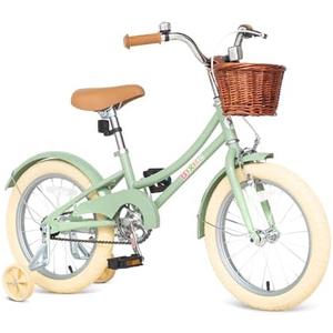 Bixike Retro Design Girls Bike 14 16 18 Inch Cruiser Bicycle with Basket & Training Wheels for 3-13 Years Old Kids, 20 24 26 Inch with Kickstand for Youth Over 6 Years Old, Multiple Colors