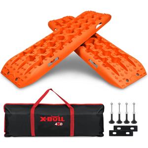 X-BULL New Recovery Traction Tracks Sand Mud Snow Track Tire Ladder 4WD (Orange, 3gen), Bag+hardware+tracks