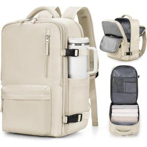 VGCUB Large Travel Work Business Backpack Carry on flight Approved 17 Inch Laptop Backpack for Women Men with Laptop Compartment Mochila de Viaje,Beige | Travel, Work, Business, 17 Inch